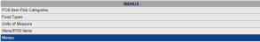 Menus section of the Sales and Catering Configuration menu with Menus command selected